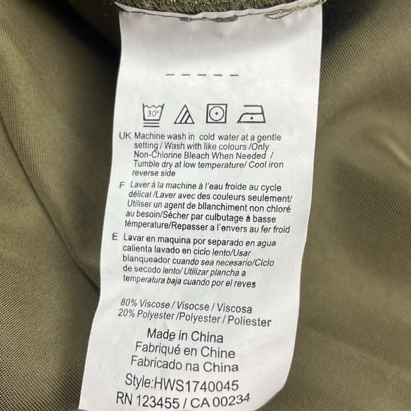 Halston Button Down Long Sleeve Split V-Neck Shirt Midi Dress Green XS - Picture 7 of 7